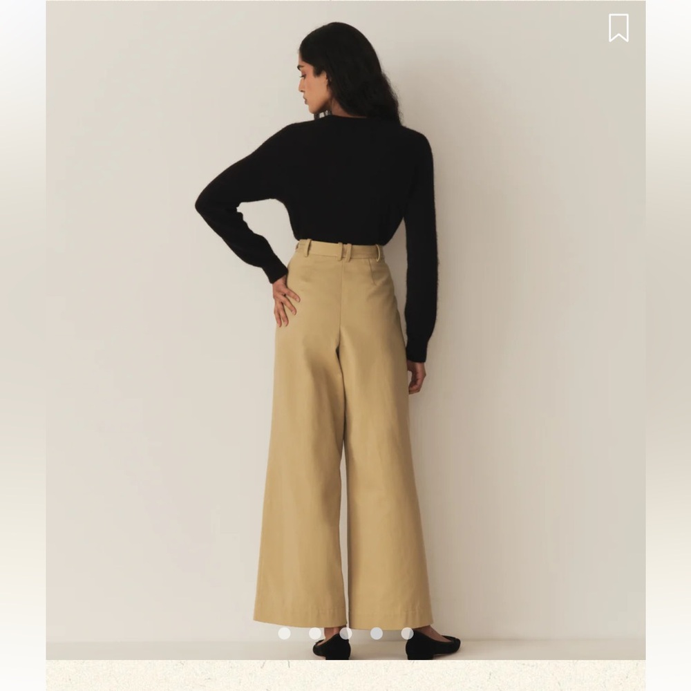 Doen Hilaire Wide-Leg High-Waist Pants in Khaki (Stone) - Picture 4 of 8